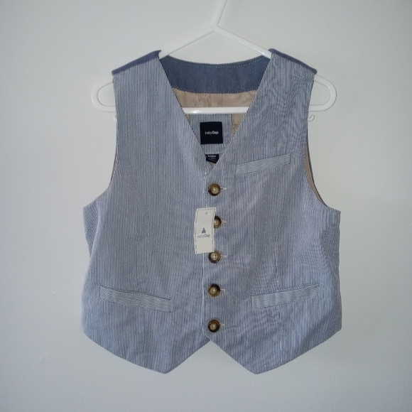Baby Gap Blue Stripped Vest Size 4 - Picture 2 of 8